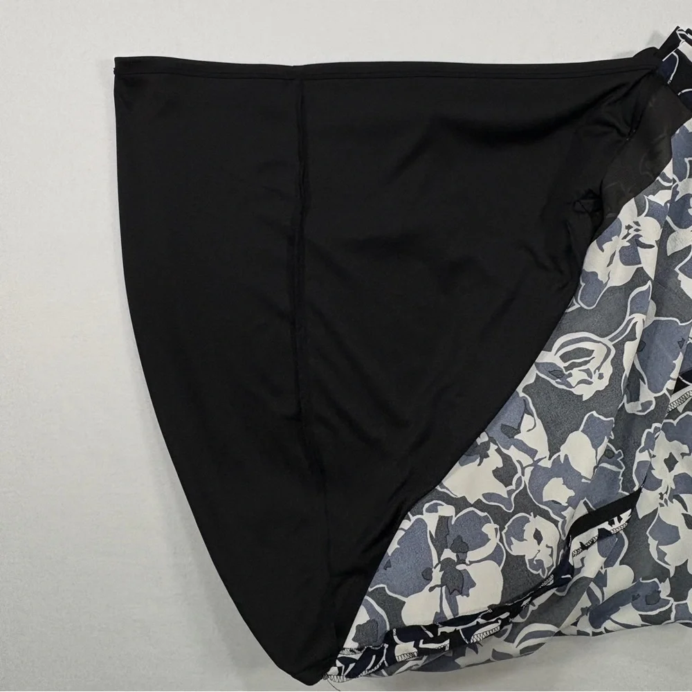 NWT Womens Stylish Size 12 Kasper Floral Lined Pencil Skirt Black White Blue - Picture 6 of 9